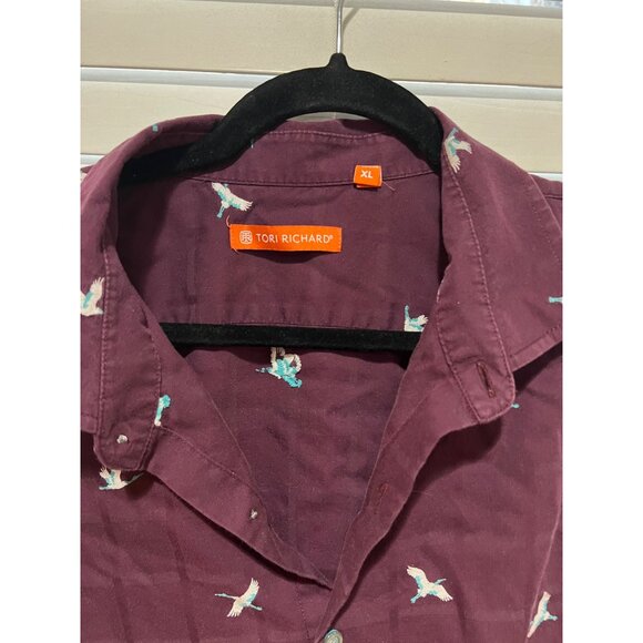 Tori Richard Bird Print‎ Short Sleeve Button Up Shirt - Size XL - Picture 2 of 4